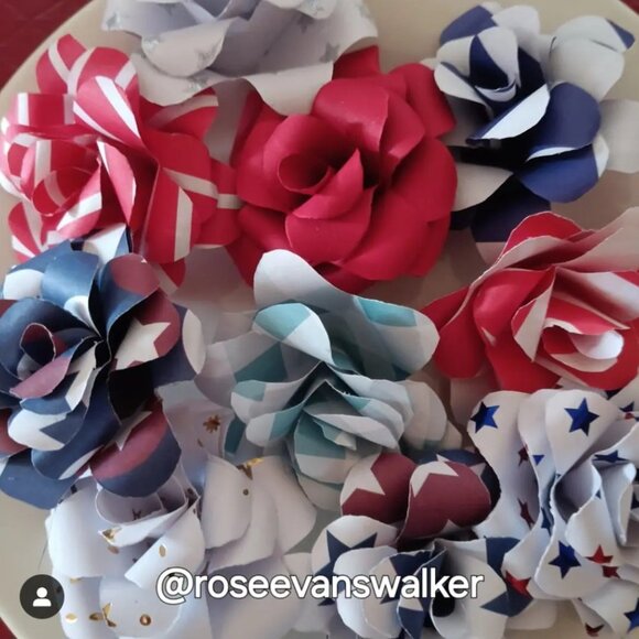 Patriotic Paper Flowers – 4th of July Vase Filler, Red White Blue Decor - Picture 5 of 5